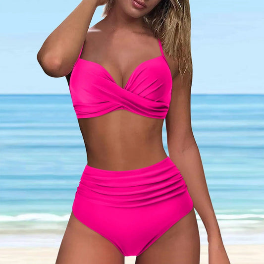 AD | Bikini med hög midja och topp med snodd framtill