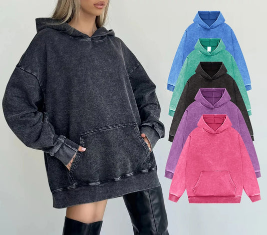 AD | Denim huvtröja med pullover