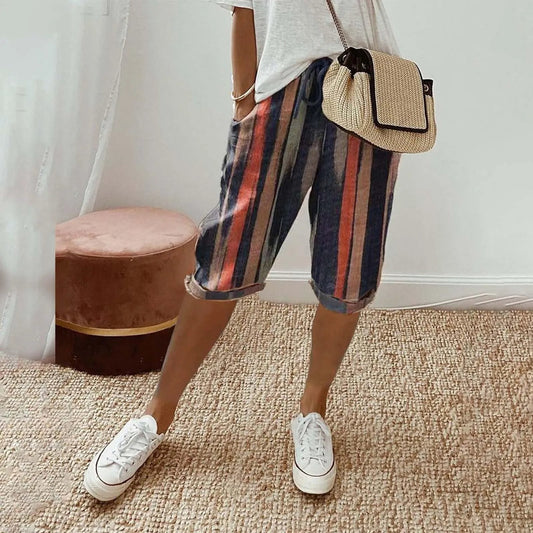 AD | Bermudashorts med blommigt tryck och dragsko