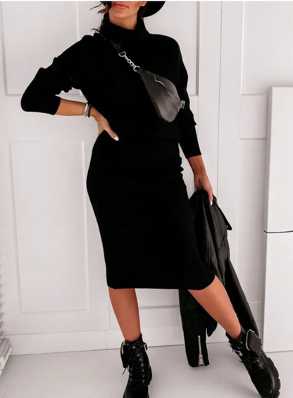 AD | Elegant ribbstickad tröja och kjol - set
