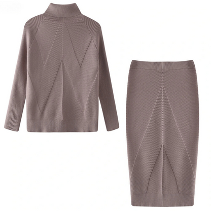 AD | Elegant ribbstickad tröja och kjol - set