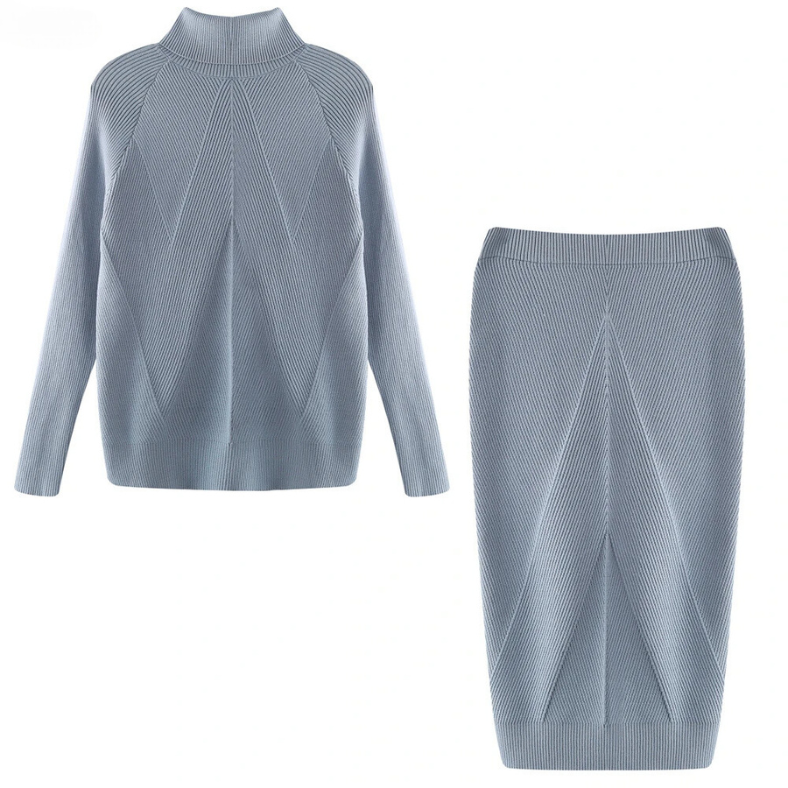 AD | Elegant ribbstickad tröja och kjol - set