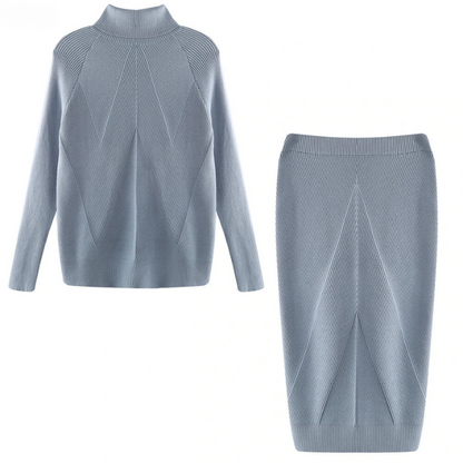 AD | Elegant ribbstickad tröja och kjol - set