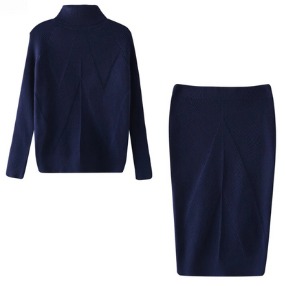 AD | Elegant ribbstickad tröja och kjol - set