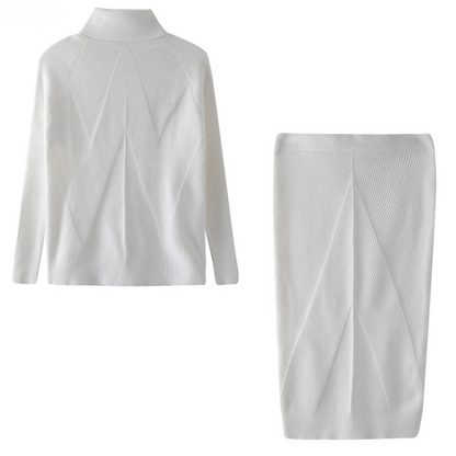 AD | Elegant ribbstickad tröja och kjol - set