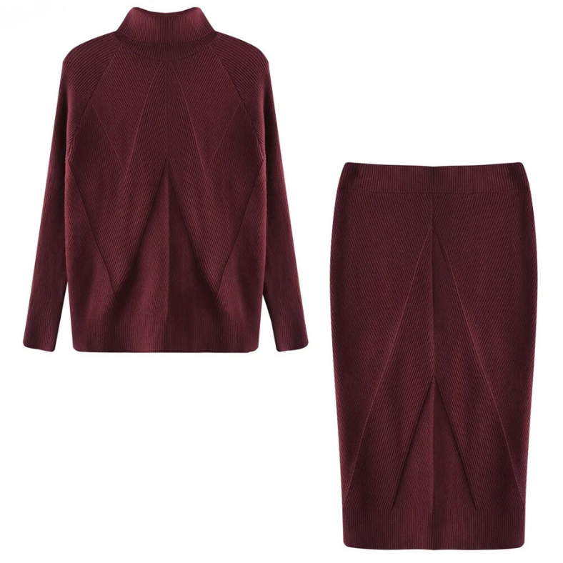 AD | Elegant ribbstickad tröja och kjol - set
