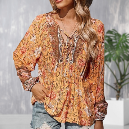 AD | Fashionabel boho blus med lång ärm