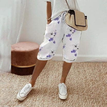 AD | Bermudashorts med blommigt tryck och dragsko