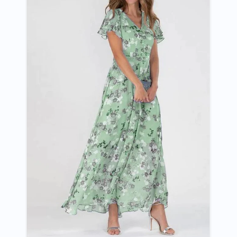 AD - lång med korta ärmar och blommigt tryck