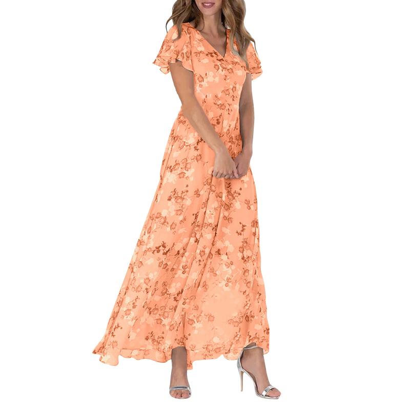 AD - lång med korta ärmar och blommigt tryck