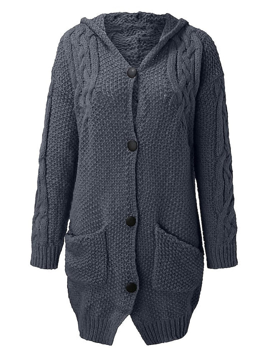 AD | Cardigan med huva i grovstickat material